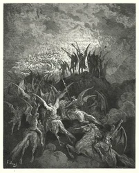 Illustration de Gustave Doré pour Le Paradis Perdu de Milton, Livre I, vers 757-759